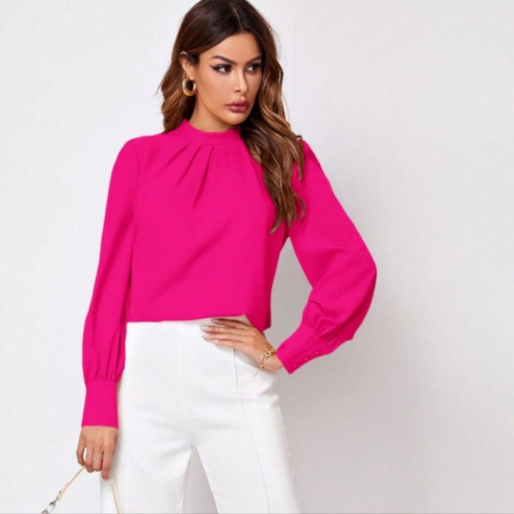 Ruched Reflections Blouse - Hot Pink - Picture 5 of 5